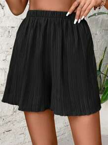 SHEIN VCAY 素色彈性腰帶短褲