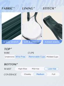 SHEIN Swim Curve Plus Size Knot Front Halter Bikini Set Summer Beach - Dark Green - View 4