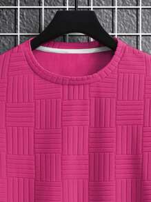 Manfinity Homme 男士素色圓領T恤 - 玫紅色 - 查看 4