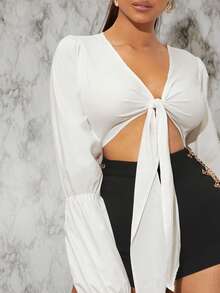 Hauture 彩色链条系带侧系带正面镂空连身衣 - 彩色 - 查看 4