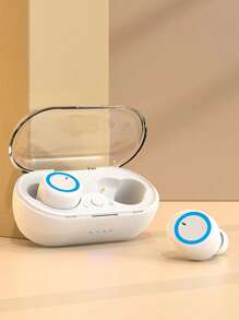 Auriculares Inalámbricos Con Cancelación De Ruido Enc Con Caja De Carga Mini, Tecnología De Auriculares De Huella Dactilar 3d, Emparejamiento Inteligente, Apto Para Deportes, Música, Juegos Y Deportes Electrónicos. 5,3 Con Calidad De Sonido Hifi De Alta Definición, Admite Estilos De Uso De Oreja Única Y Doble, Baja Latencia, Larga Duración De Batería, Resistente Al Agua Y Al Sudor. Compatible Con Todos Los Dispositivos, Auriculares True Wireless In-ear - Azul y blanco - Ver 2