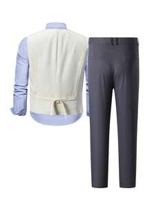 Manfinity Mode Men Button Front 1pc Waistcoat & 1pc Suit Trousers - Multicolor - View 2