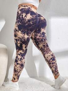 Yoga Trendy Quần thể thao Legging Plus Size  & Quần Cà vạt nhuộm - Màu tím hoa cà - Xem 2