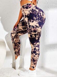 Yoga Trendy Quần thể thao Legging Plus Size  & Quần Cà vạt nhuộm - Màu tím hoa cà - Xem 5