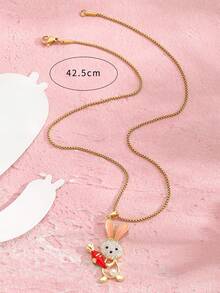 Niños 1 pieza Collar con diseño de diamante de imitación con diseño de conejo para regalo