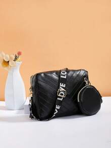 Set de 2 bolsos: 1 bolso de mano vintage de PU con relieve + 1 bolso bandolera con cadena y borla de perlas, de gran capacidad, versátil para ir al trabajo o en citas, adecuado para primavera/verano y otoño/invierno