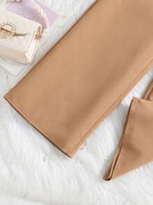 SHEIN Tween Girl Ruffle Trim Belted Top & Wide Leg Pants Set