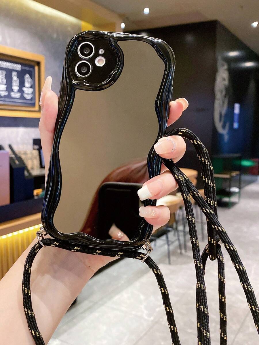 Vỏ điện thoại gương có dây buộc - màu đen - Xem 1