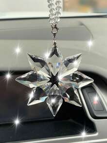 1入組雪花設計玻璃汽車掛飾 - 無色 - 查看 2