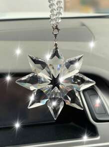 Snowflake Shaped Car Ornament - Clear - View 3