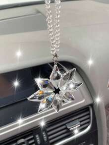 1入組雪花設計玻璃汽車掛飾 - 無色 - 查看 4