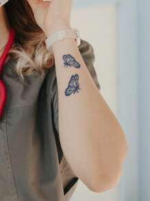 1張蝴蝶樣式紋身貼紙 - 藍色 - 查看 3