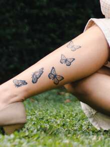 1張蝴蝶樣式紋身貼紙 - 藍色 - 查看 4