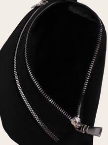 1 pieza Nuevo De moda y deportivo Ligero Nylon Color sólido Cremallera De mujer Riñonera Para Diario Para Estudiante Para la escuela Para al aire libre - Negro - Ver 6