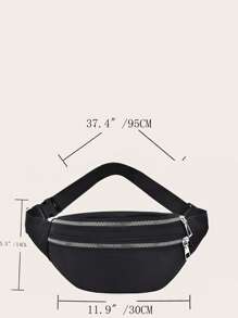 1 pieza Nuevo De moda y deportivo Ligero Nylon Color sólido Cremallera De mujer Riñonera Para Diario Para Estudiante Para la escuela Para al aire libre - Negro - Ver 8