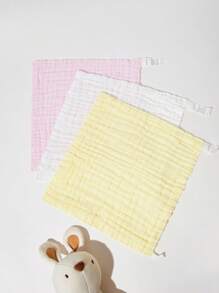 3入組嬰兒素色擦嘴餵食手帕 - 白色 - 查看 1