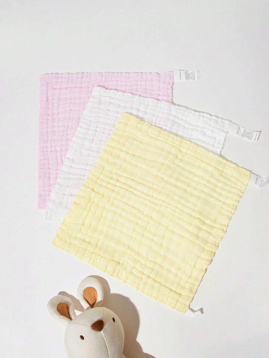 3入組嬰兒素色擦嘴餵食手帕 - 白色 - 查看 1