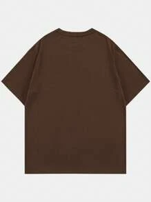 ROMWE MEN Street Life Guys Cotton Slogan & Skeleton Print Tee - Coffee Brown - View 2