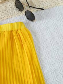 SHEIN 小女童印花下擺打結襯衫和百褶長褲 - 彩色 - 查看 3