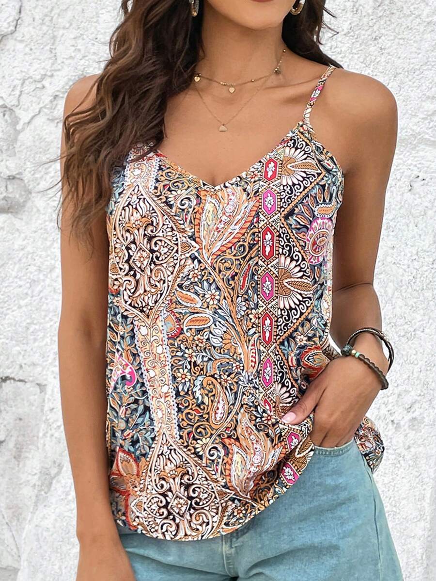 EMERY ROSE Paisley Print Cami Top - Multicolor - View 1