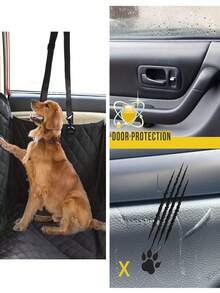 1入組狗座套寵物汽車座套，防水寵物墊，吊床600D重型防刮，防滑耐用柔軟寵物後座套適用於汽車卡車和SUV - 黑色 - 查看 4