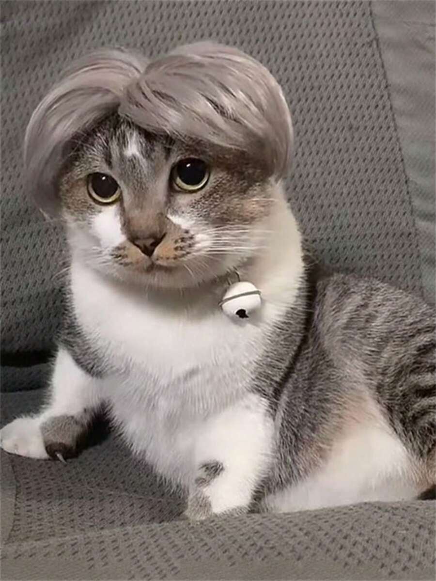 1pc Silver Wig With Bangs - Silver - View 1