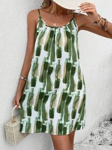 SHEIN LUNE 筆刷圖案吊帶洋裝