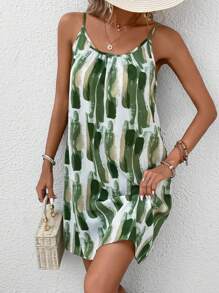 SHEIN LUNE 筆刷圖案吊帶洋裝