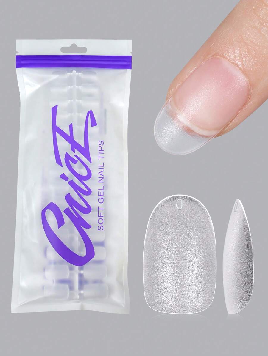 240pcs Short Fat Oval Shaped Full Cover Fake Nails,15 Sizes Frosted Acrylic Nail Tips, For Nail Salon Press On Nails Gel Nails Kit Nail Supplies - Clear - View 1