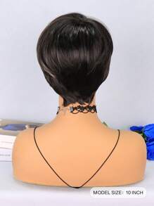 Tóc Giả Ngắn Thẳng Tổng Hợp Có Mái - Màu dương cầm - Xem 6