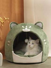 1PC Thiết Kế Hoạt Hình Giường Thú Cưng Cho Chó Và Mèo Ngủ Trong Nhà - màu xanh lá - Xem 1