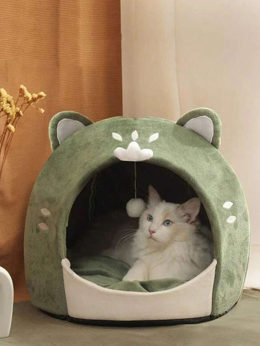 1PC Thiết Kế Hoạt Hình Giường Thú Cưng Cho Chó Và Mèo Ngủ Trong Nhà - màu xanh lá - Xem 1