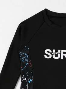 Tween Boy Gamepad & Letter Graphic Beach Swimsuit Kids Swimming ,Kids Beachwear