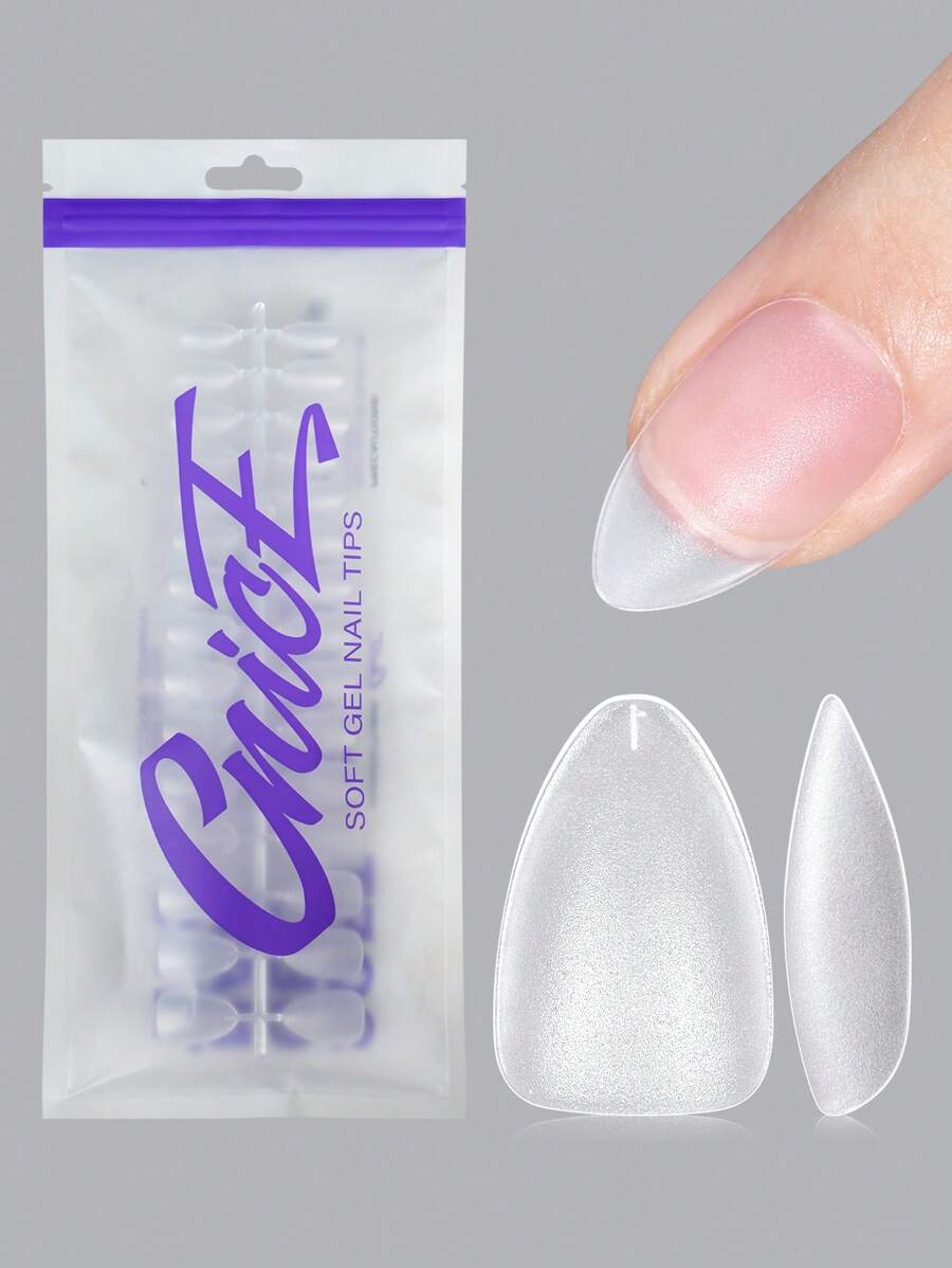 240pcs Short Almond Shaped Full Cover Fake Nails,15 Sizes Frosted Acrylic Nail Tips,For Nail Salon Press On Nails Gel Nails Kit Nail Supplies - Clear - View 1
