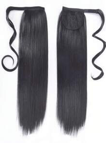 Long Straight Ponytail Synthetic Hair Extension - Black - View 3
