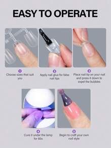 240 piezas de uñas postizas de forma cuadrada ultra corta de cobertura completa, 15 tamaños de puntas de uñas acrílicas esmeriladas, kit para uñas de gel y suministros profesionales para salón de uñas uñas falsas uña falsa uña acrílica