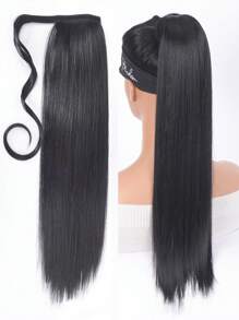Long Straight Ponytail Synthetic Hair Extension - Black - View 5