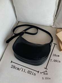 Medium Zipper Hobo Bag Minimalist Black Adjustable Strap, Japanese Bag, Street & Japanese Bag For Women