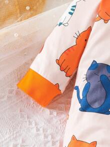 Baby Cartoon Graphic Contrast Binding Jumpsuit - Multicolor - View 4