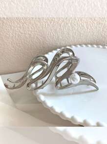 Hair Clips,Faux Pearl Hair Claw Clip Hair Clips For Styling No-Trace Hair Clips For Thick And Thin Hair - Silver - View 2