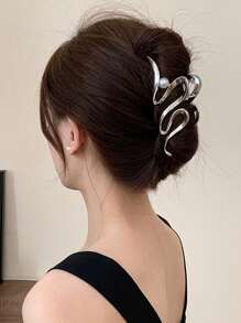 Hair Clips,Faux Pearl Hair Claw Clip Hair Clips For Styling No-Trace Hair Clips For Thick And Thin Hair - Silver - View 3