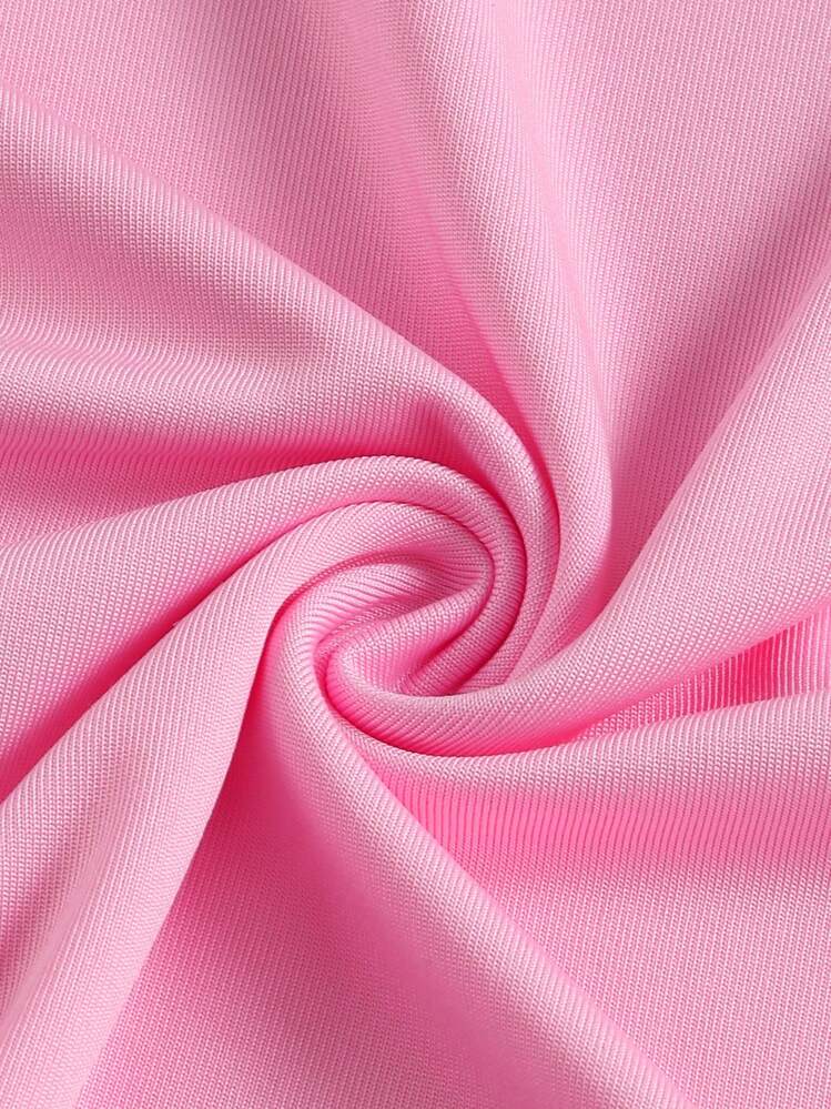 INAWLY เสื้อยืด กราฟฟิค ทาวเวอร์ & ตัวอักษร - สีชมพู - ดู 7