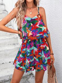 Breezaya Allover Print Cami Romper - Multicolor - View 1