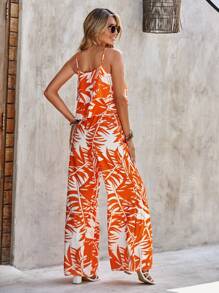 SHEIN VCAY Tropical Print Cami Top & Wide Leg Pants - Multicolor - View 2