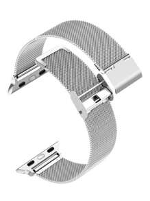 1条男女通用金属网状运动表带,兼容 45/49/38/40/41/42/46/44mm,兼容Ultra/SE 11/10/9/8/7/6/5/4/3/2/1,女士返校礼物 - 銀色 - 查看 2