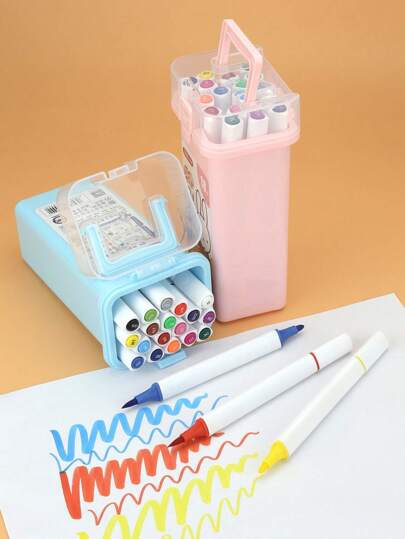 18入組雙頭馬克筆簡約風塑膠馬克筆適用於學生繪畫