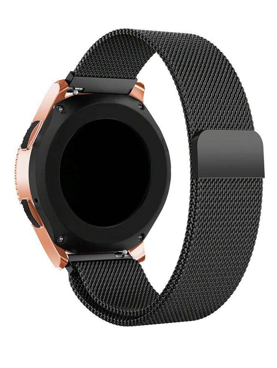 1条金属网状运动表带，男女通用，适用于18mm/20mm/22mm智能手表，时尚黑色米兰尼斯金属表带，兼容三星Amazfit，18mm/20mm/22mm不锈钢表带，适用于Galaxy Watch 3 (42mm/46mm)、Galaxy Active 2 (40mm/44mm)、Watch GT2