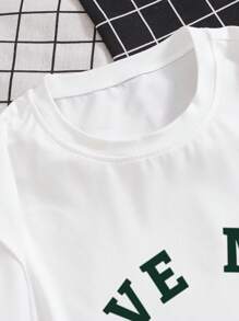 Manfinity Campus Court Men Cotton Letter Graphic Tee & Drawstring Waist Shorts - Multicolor - View 6