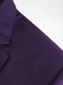 CLOUDSTYLE Men Solid Single Button Blazer - Purple - View 3