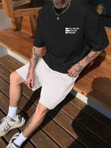 Manfinity Homme Bộ hai mảnh Nam Dây kéo Túi Lá thư Giải trí - Đen và trắng - Xem 1